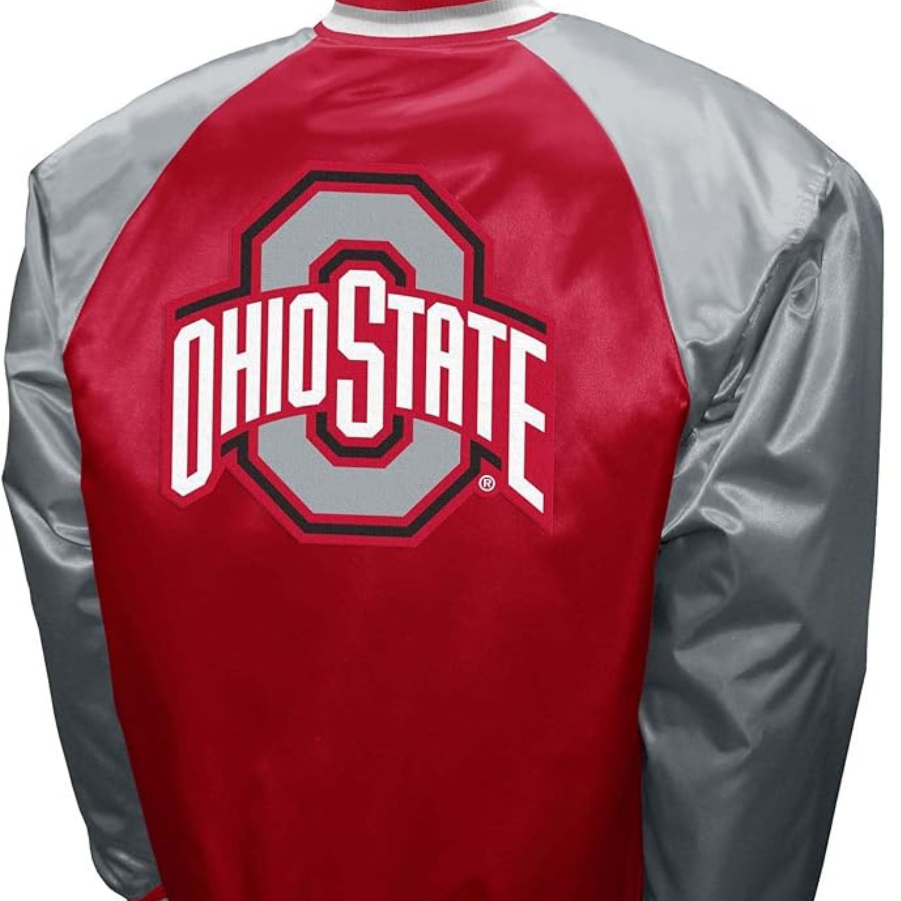 Ohio Varsity Adult Red & Gray Lightweight Vintage Bomber Jacket 90s Retro Varsity Coat for Game Day, Streetwear & Athleisure Comfort